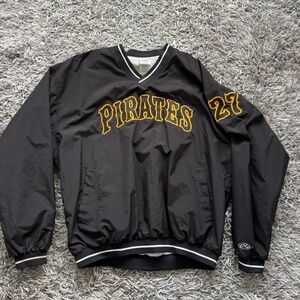 Pirates 27 Pullover Windbreaker Vintage Black 2XL *Rawlings* Nylon